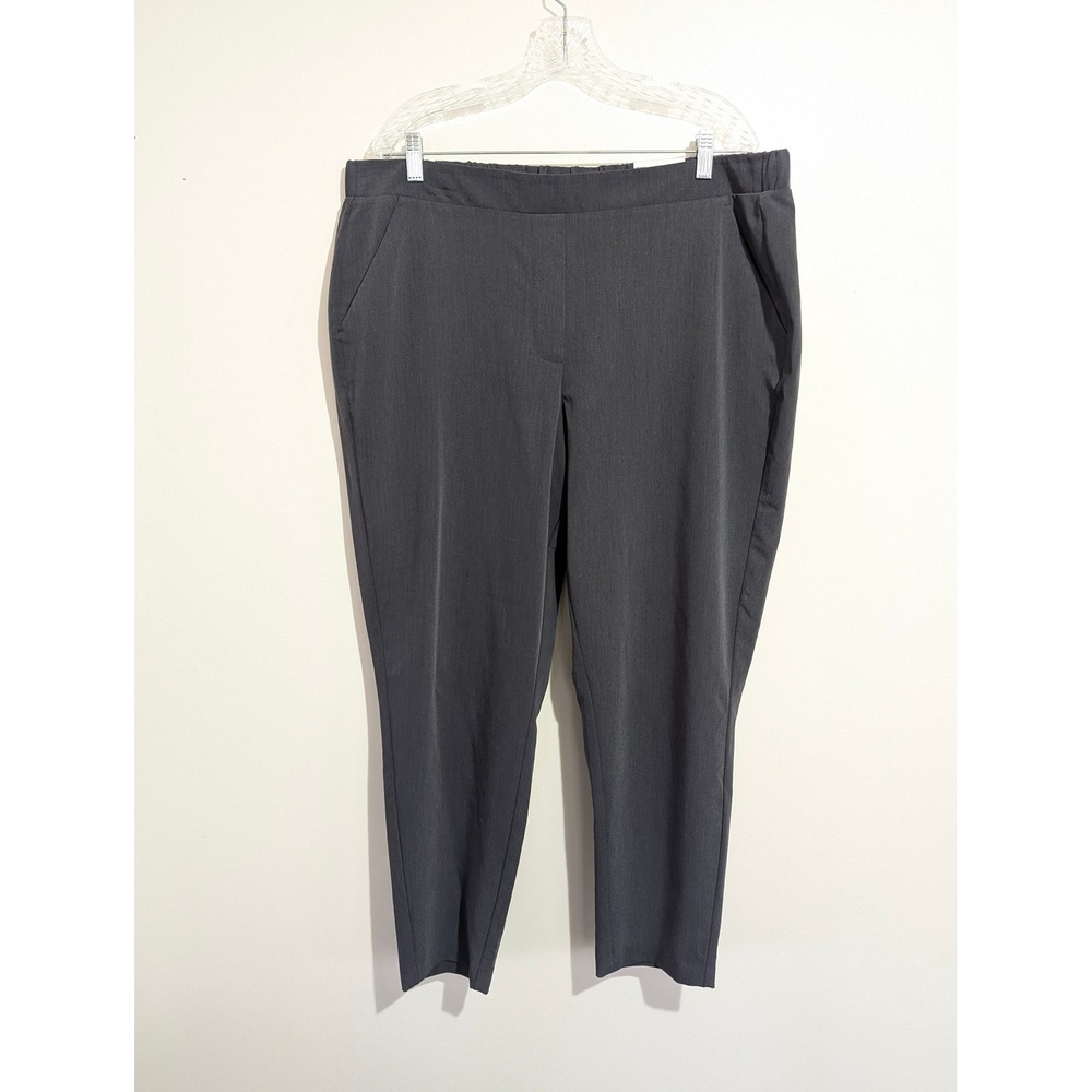 Nine West Womens XXL Gray Crop Relaxed Mid Rise Straight Leg Comfort Waist Pants